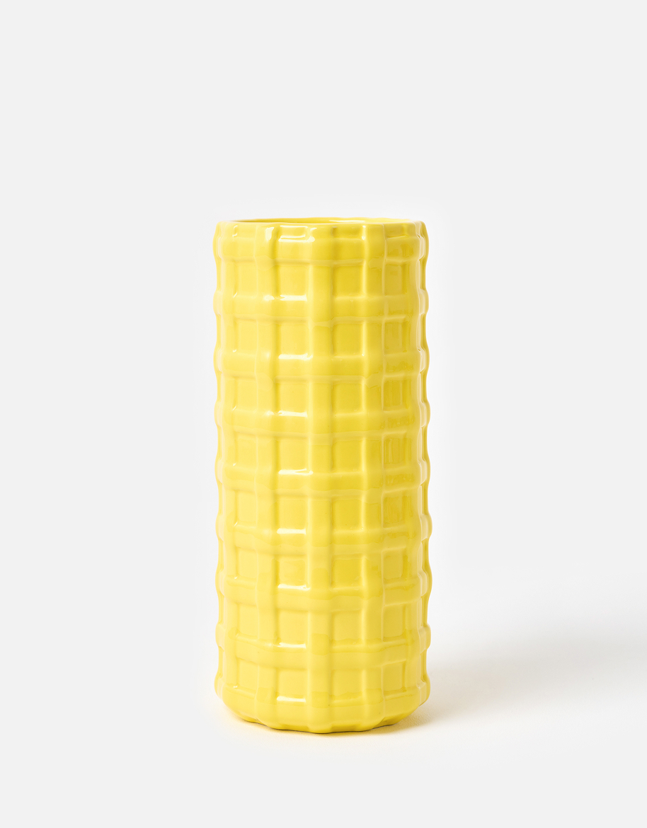 Woven Yellow Ceramic Vase